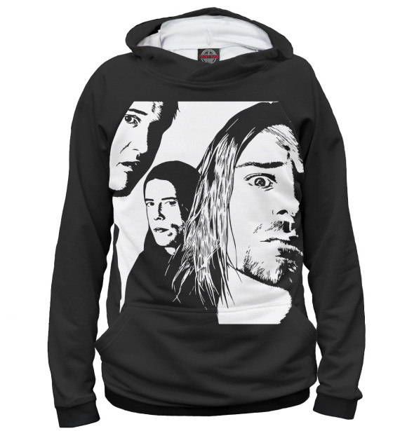 Мужское худи с изображением Nirvana цвета Белый