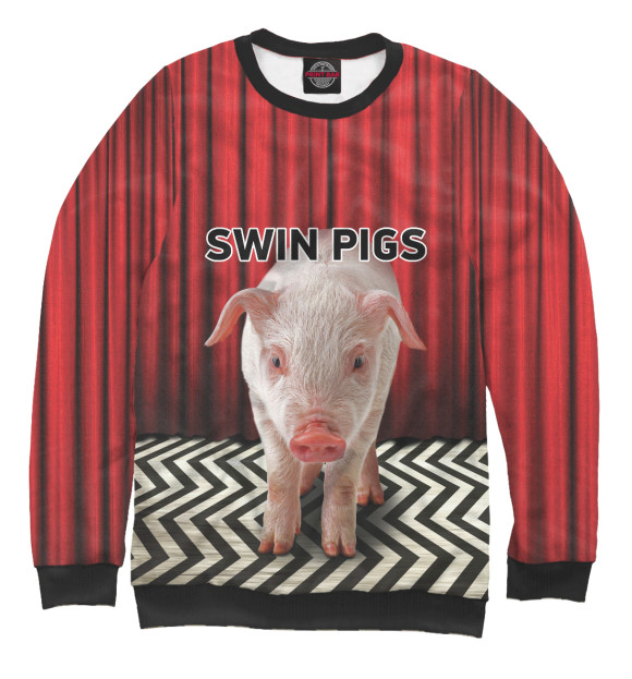 Мужской свитшот с изображением Swin Pigs цвета Белый