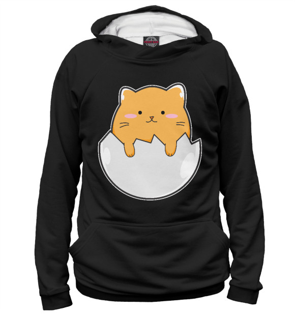 Женское худи с изображением Котик птенец цвета Белый