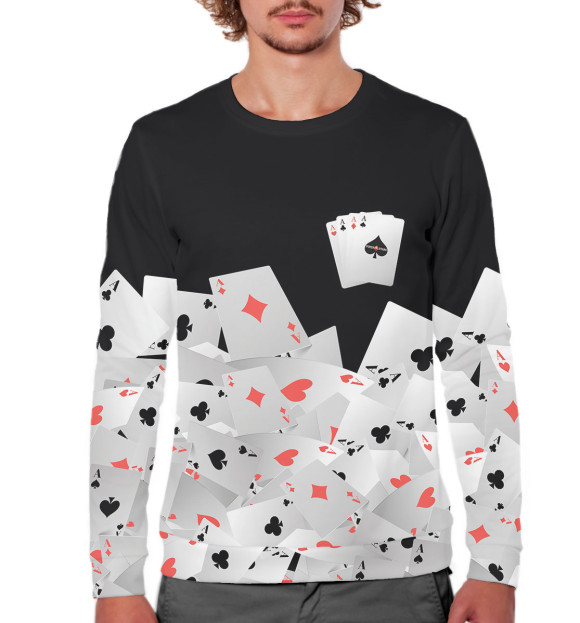 Мужской свитшот с изображением Покер цвета Белый