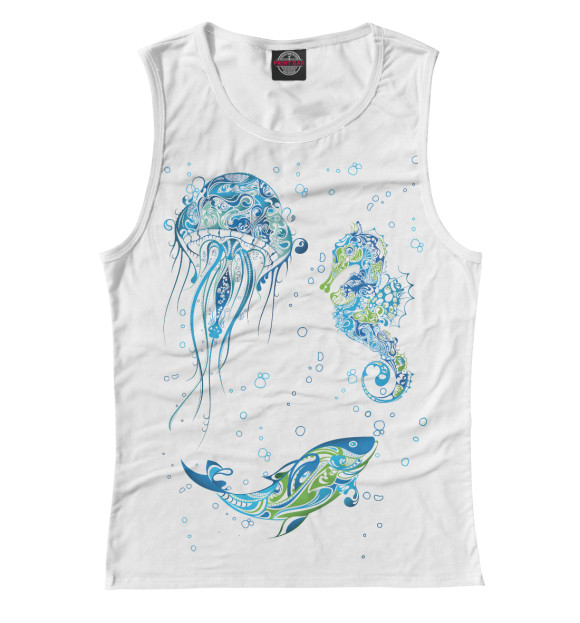 Майка для девочки с изображением Морские животные цвета Белый