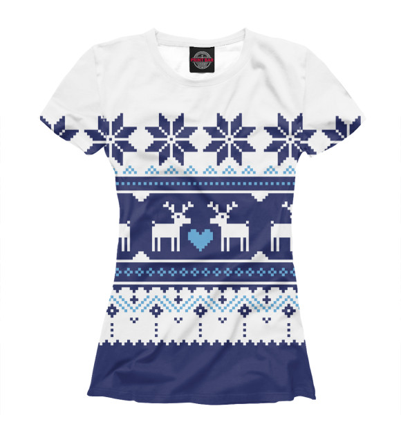 Женская футболка с изображением Скандинавские олени цвета Белый
