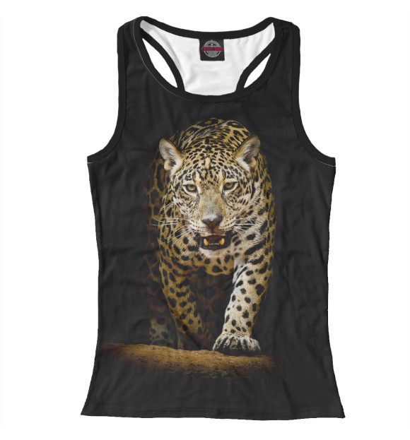 Женская майка-борцовка с изображением Леопард цвета Белый