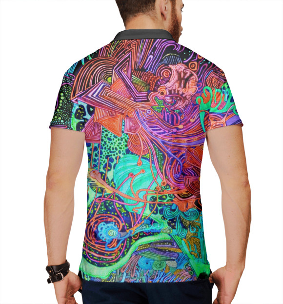 Мужское поло с изображением Psychedelic цвета Белый