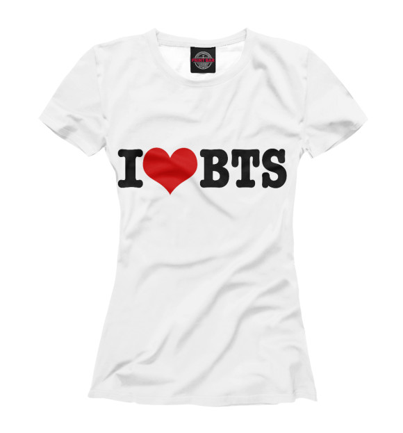 Футболка для девочек с изображением Я люблю BTS цвета Белый