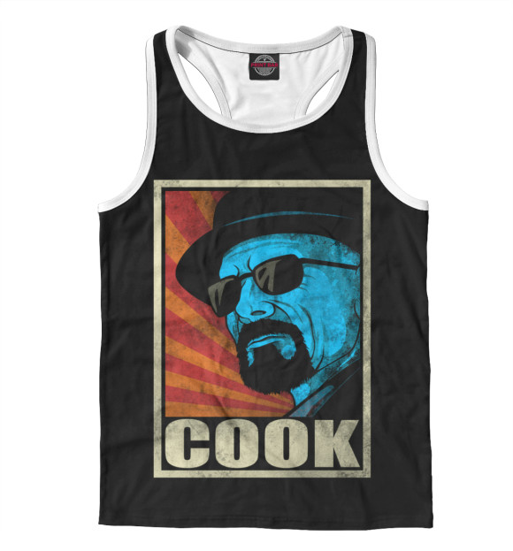 Мужская майка-борцовка с притом Cook цвета Белый Мужская майка-борцовка с изображением Cook цвета Белый