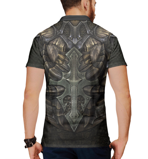 Мужское поло с изображением Skyrim: Dragonscale Armor цвета Белый