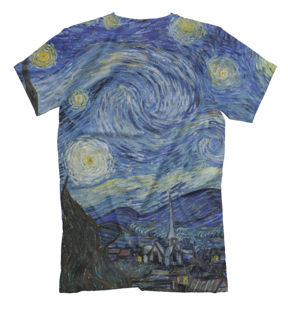 Мужская футболка с изображением Звездная ночь - Ван Гог Винсент цвета Белый