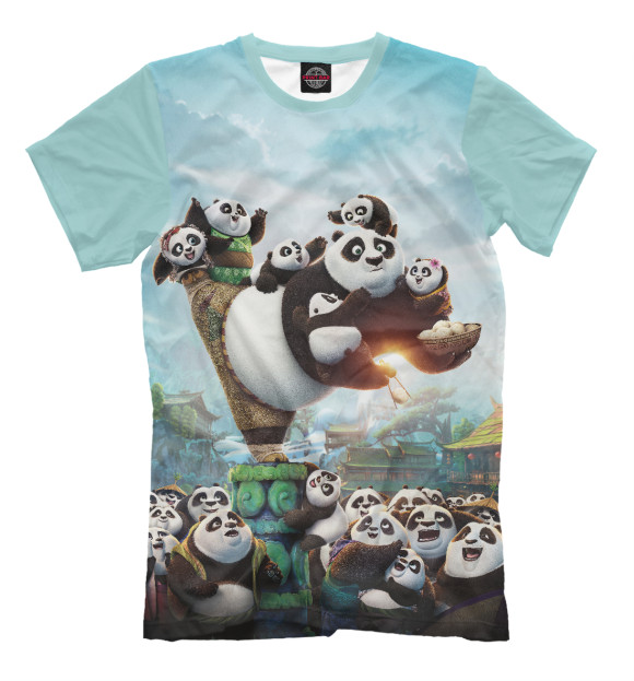 Мужская футболка с изображением Кунг-Фу Панда цвета Молочно-белый