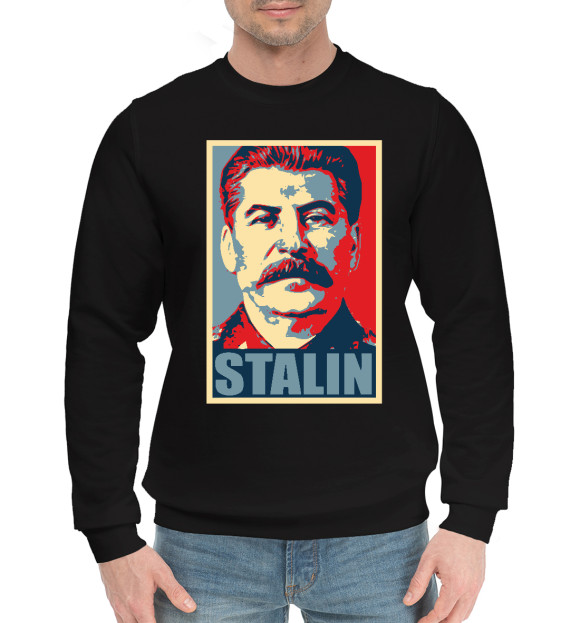 Мужской хлопковый свитшот с притом Stalin цвета Черный Мужской хлопковый свитшот с изображением Stalin цвета Черный