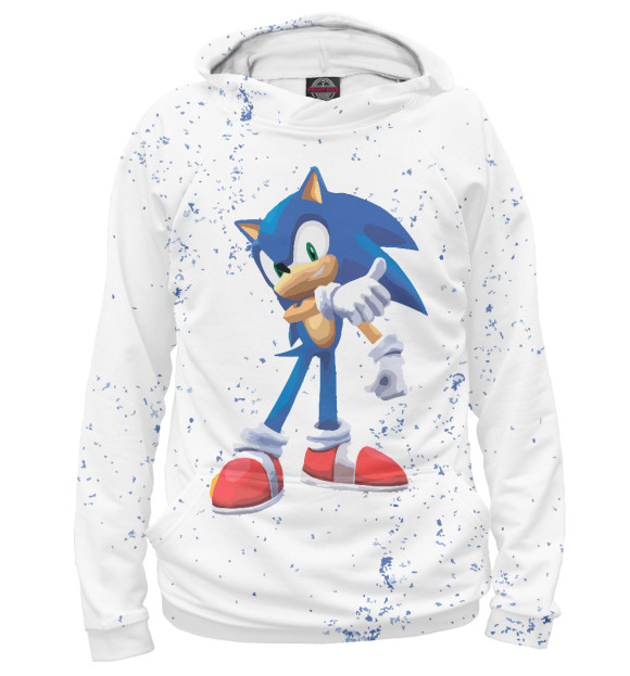 Мужское худи с изображением Sonic цвета Белый