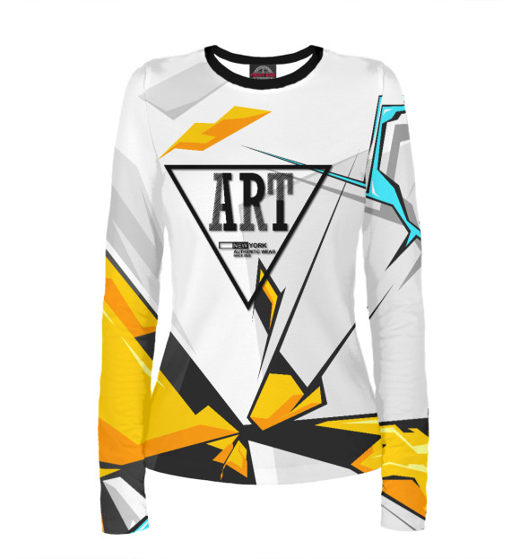 Женский лонгслив с изображением Abstract art  (фигуры) цвета Белый