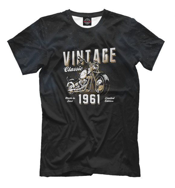 Мужская футболка с изображением Vintage Motorcycle 1961 цвета Белый