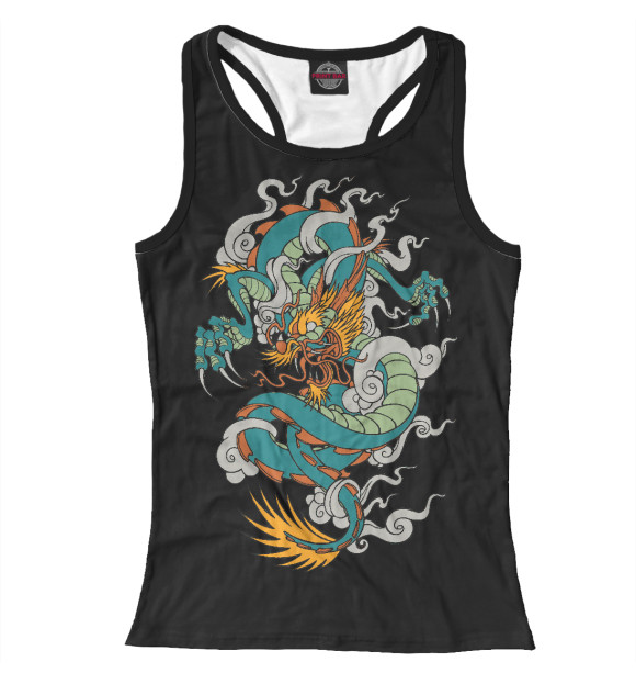 Женская майка-борцовка с изображением Дракон цвета Белый