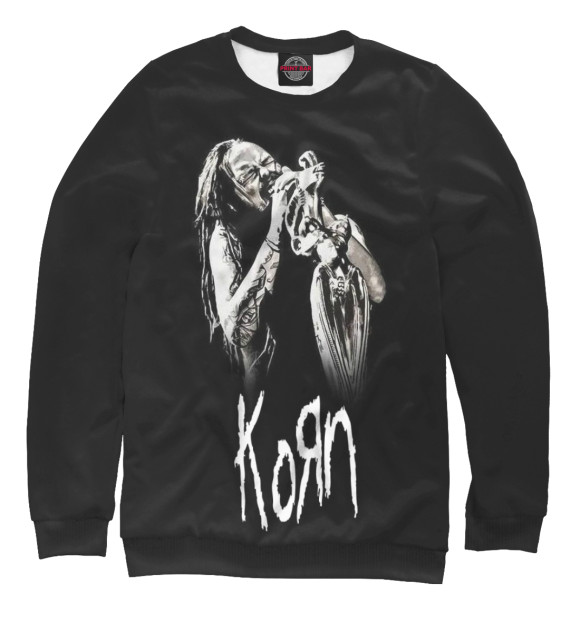 Мужской свитшот с изображением korn цвета Белый