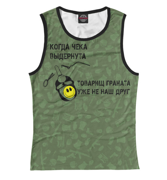 Женская майка с притом РГД-5 цвета Белый Женская майка с изображением РГД-5 цвета Белый