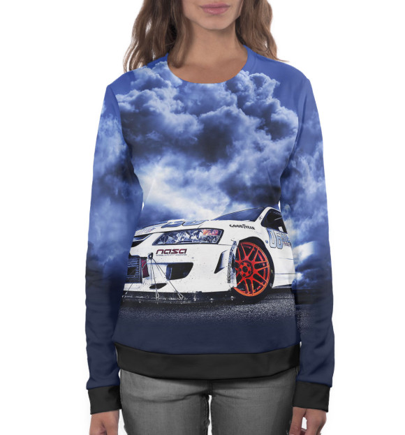 Женский свитшот с изображением Mitsubishi цвета Белый