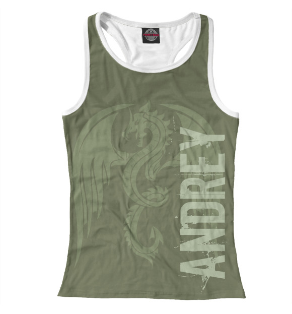 Женская майка-борцовка с изображением Андрей и дракон цвета Белый