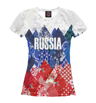 Футболка для девочек Орнамент – флаг России