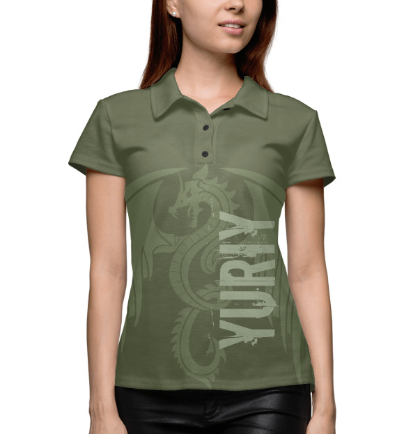 Женское поло с изображением Юрий и дракон цвета Белый