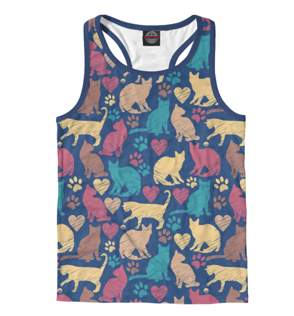 Мужская майка-борцовка с изображением Love Cats Pets! цвета Белый