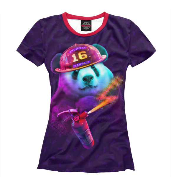 Женская футболка с изображением Panda Fireman цвета Белый