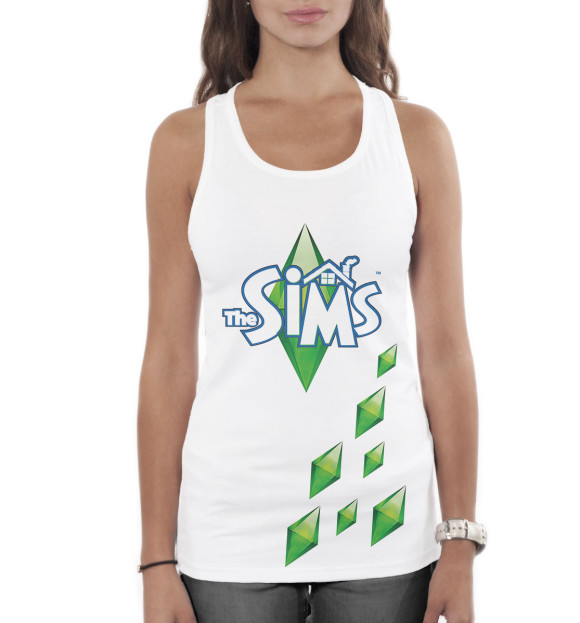 Женская майка-борцовка с изображением The Sims цвета Белый
