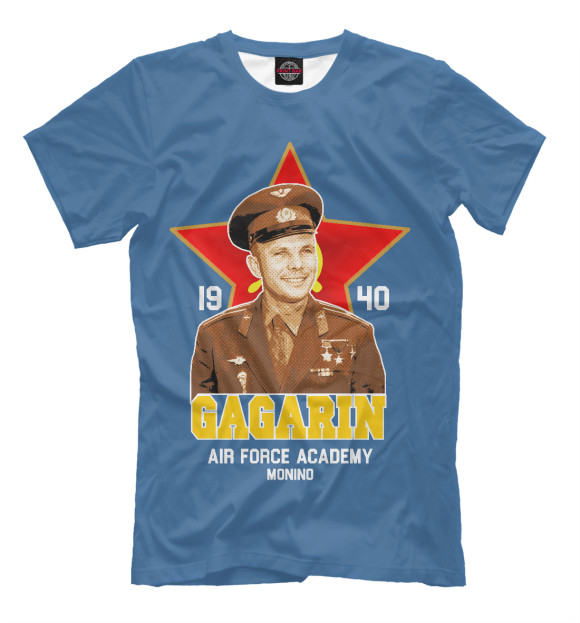 Мужская футболка с изображением Военно-воздушная академия им. Гагарина цвета Грязно-голубой