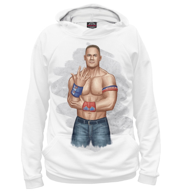 Мужское худи с изображением WWE: Джон Сина цвета Белый