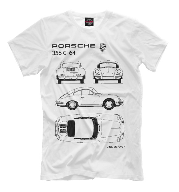 Мужская футболка с изображением Porsche 356 C '64 цвета Молочно-белый