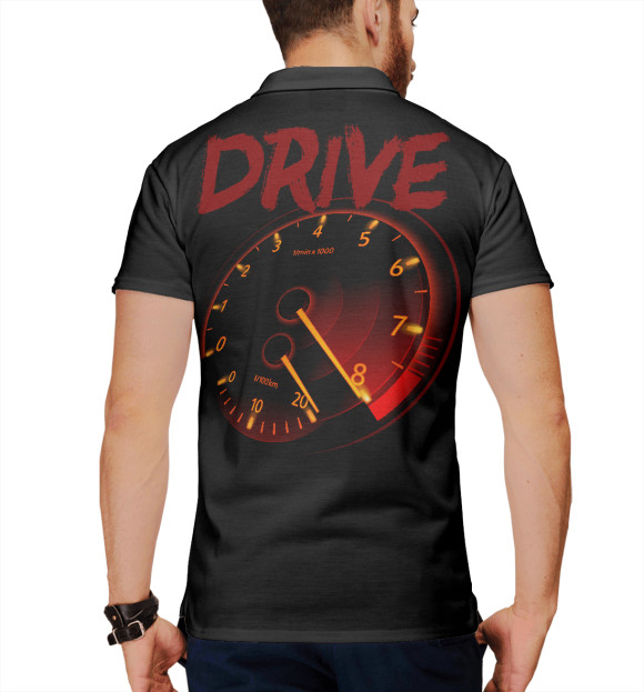 Мужское поло с изображением Drive цвета Белый