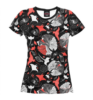 Женская футболка Цветы и электрические скаты