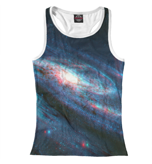 Женская майка-борцовка с изображением Галактика цвета Белый
