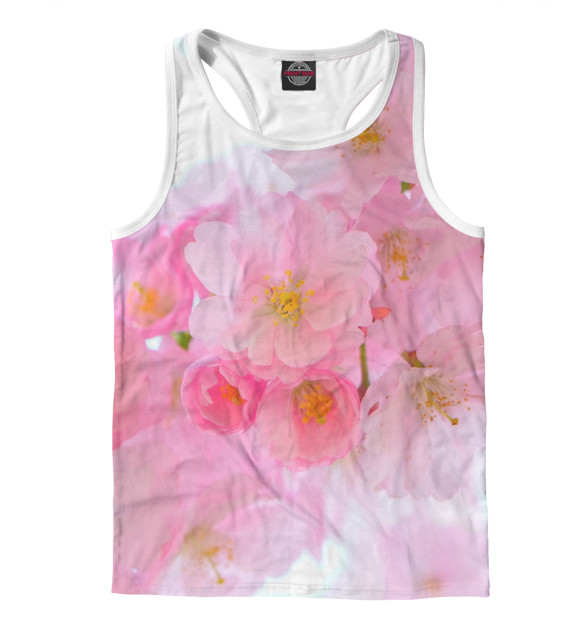 Мужская майка-борцовка с изображением Сакура цвета Белый