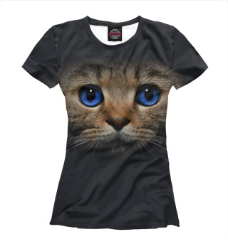 Женская футболка Кот с синими глазами