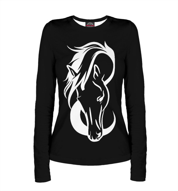 Женский лонгслив с изображением Лошадка цвета Белый