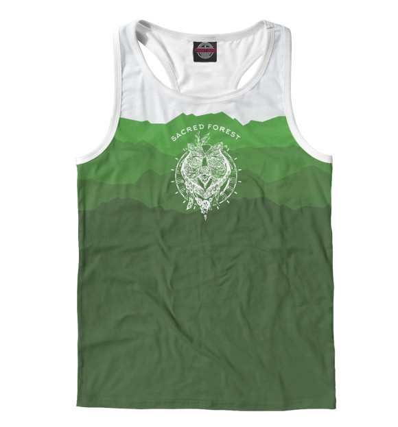 Мужская майка-борцовка с изображением Sacred forest цвета Белый