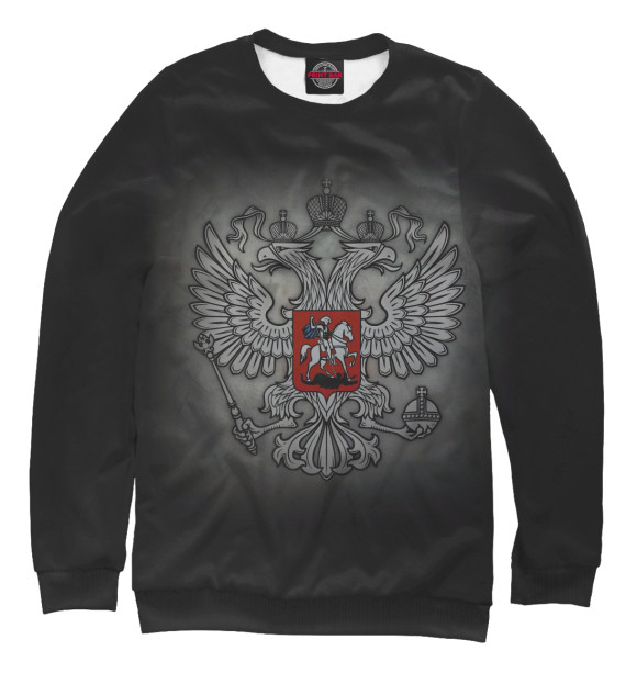 Мужской свитшот с изображением Герб России цвета Белый