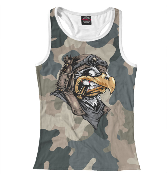 Женская майка-борцовка с притом Военный орел цвета Белый Женская майка-борцовка с изображением Военный орел цвета Белый