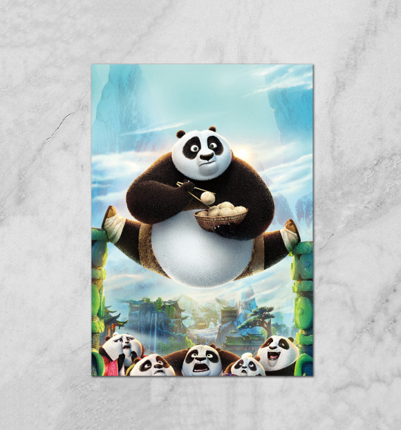 Плакат с изображением Кунг-Фу Панда цвета Белый