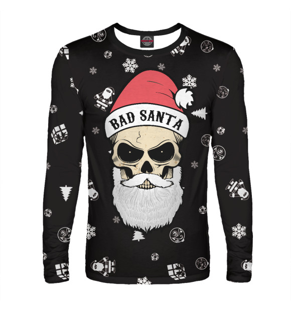 Мужской лонгслив с изображением Bad Santa цвета Белый
