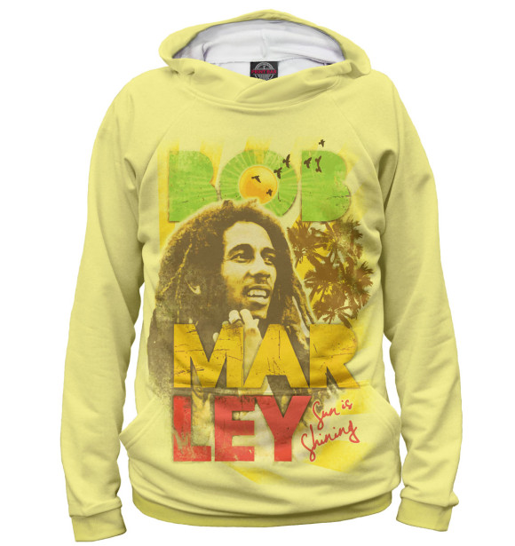 Худи для девочки с изображением Bob Marley цвета Белый