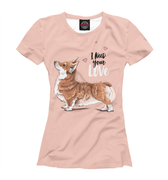 Футболка для девочек с изображением I need your love цвета Белый