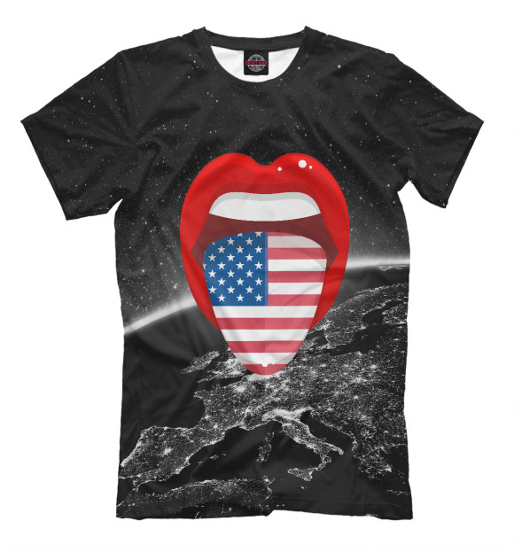 Мужская футболка с изображением Америка цвета Черный