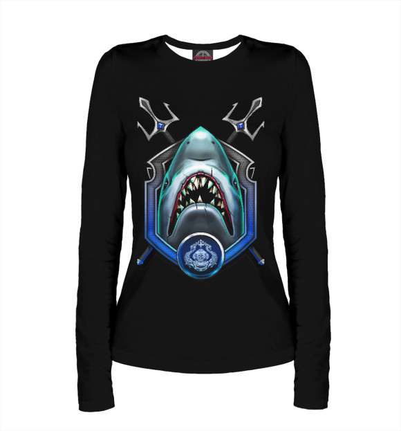 Женский лонгслив с притом ВМФ цвета Белый Женский лонгслив с изображением ВМФ цвета Белый