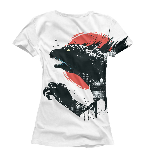 Женская футболка с изображением Godzilla цвета Белый