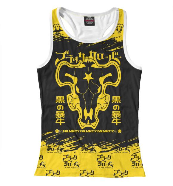 Женская майка-борцовка с изображением Чёрный клевер Черные быки цвета Белый