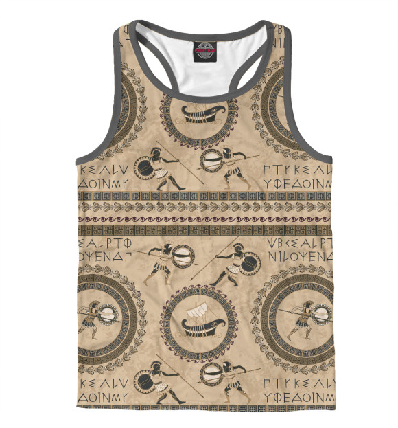 Мужская майка-борцовка с изображением Боевой греческий стиль цвета Белый