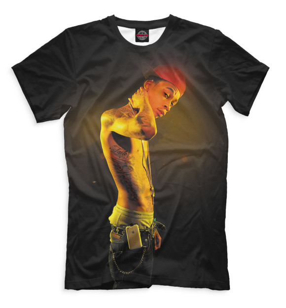 Мужская футболка с изображением Wiz Khalifa цвета Черный