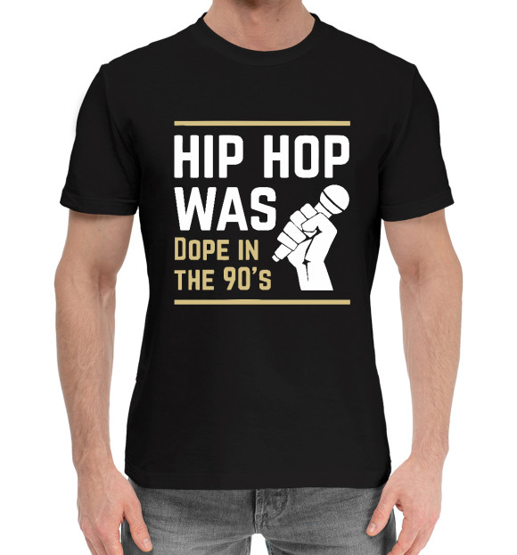Мужская хлопковая футболка с изображением Dope Hip Hop цвета Черный